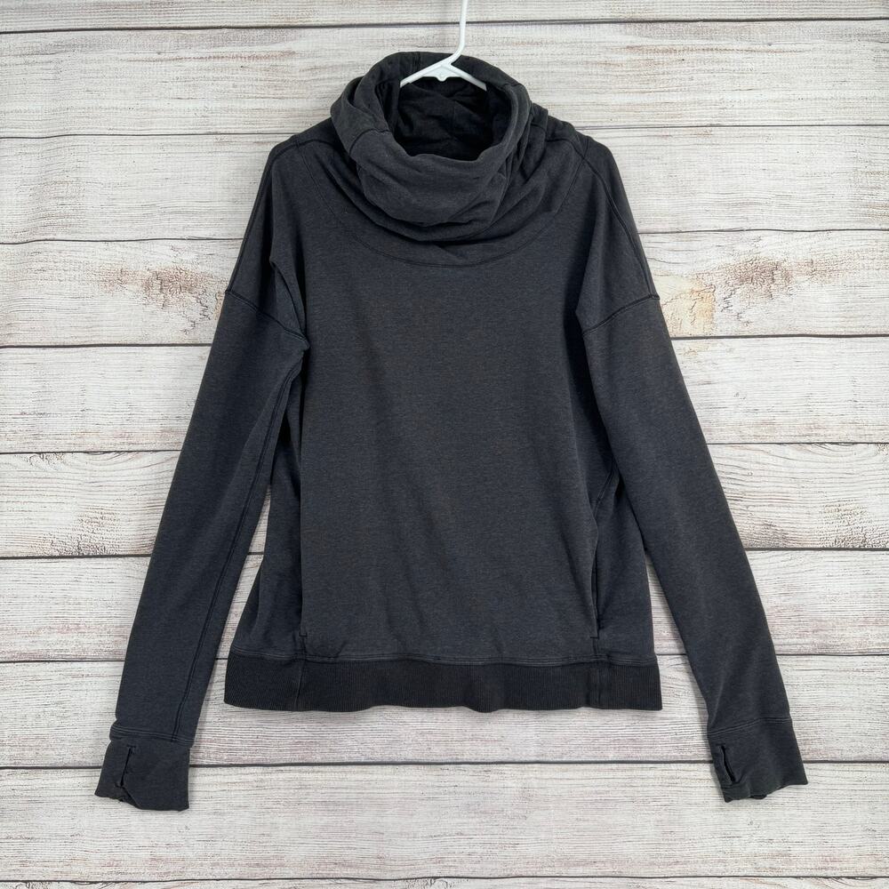 Lululemon Funnel Cowl Neck Pullover Hoodie Sweatshirt Womens 10 Gray Stretch